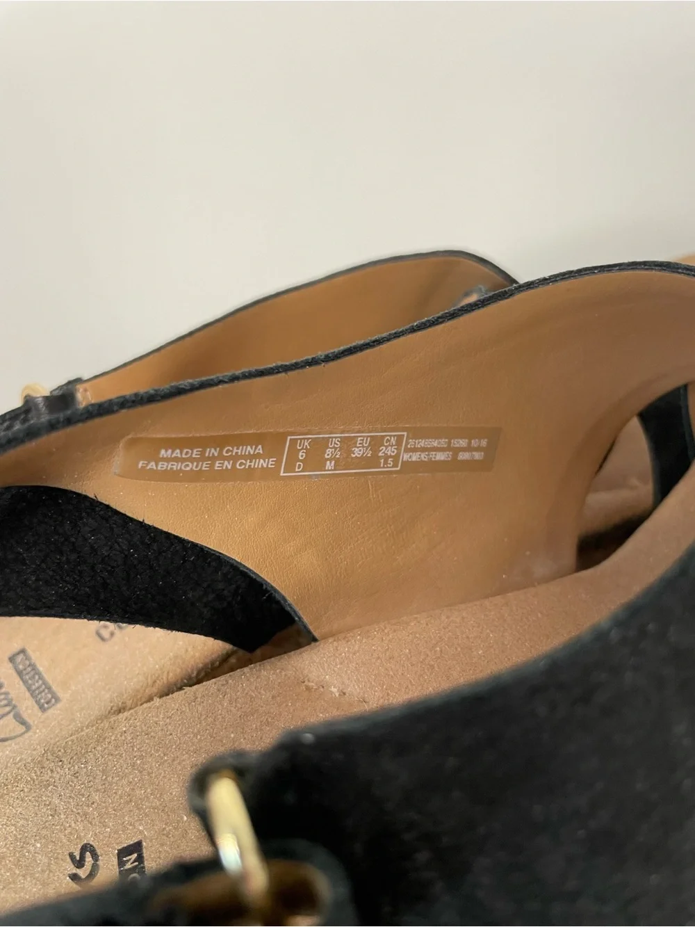 Clarks Black Suede Crisscross Slingback Wedges